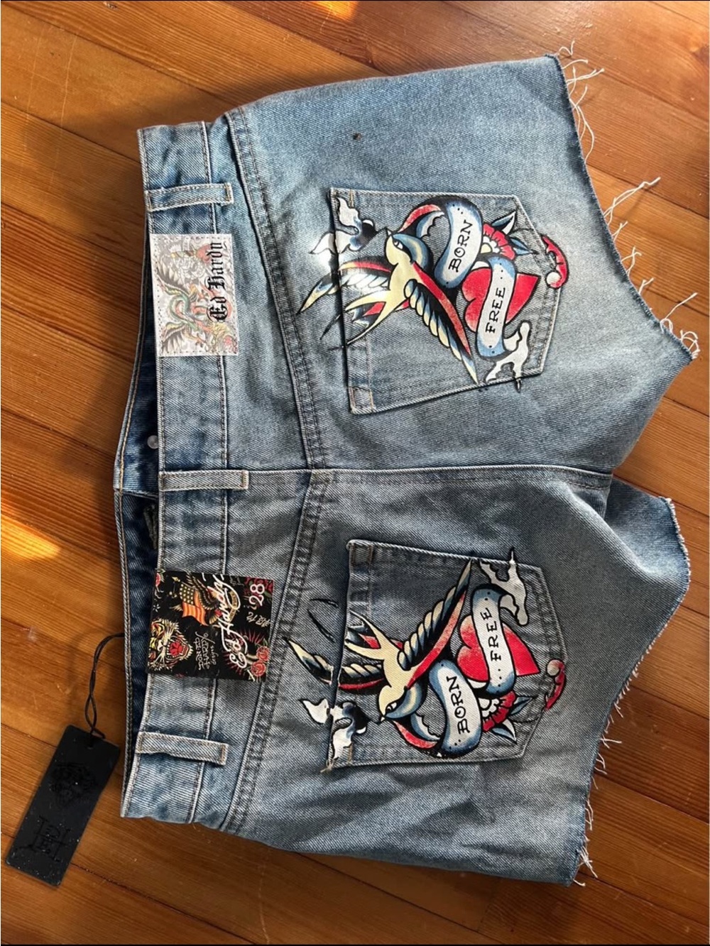 Ed Hardy Mid-Rise Women's Light Wash Denim Short